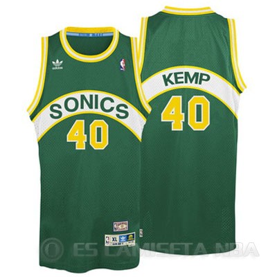 Camiseta Kemp Sonics #40 Seattle SuperSonics Verde - Haga un click en la imagen para cerrar